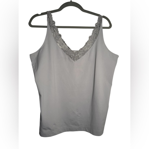 Chico's gray V neck Lace Trim Camisole Y2K romantic size 3 - Picture 1 of 6